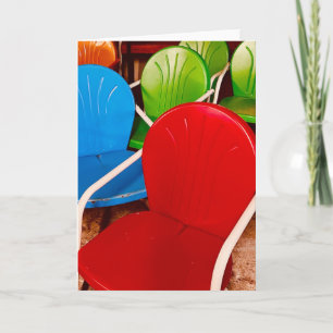 Carte Chaises de couleur vive en aluminium rétro vintage