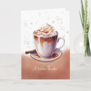 Carte Chaleureux Merci avec une tasse de réconfort relig