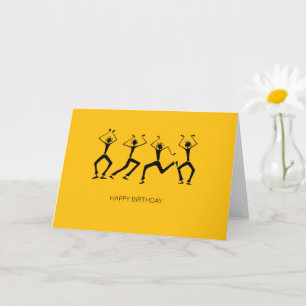 Carte Chaleureux Orange Silhouette Joyeux Danseurs De Fê