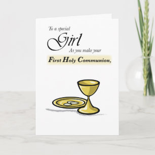 Carte Chalice d'or de la première communion de fille, Pa