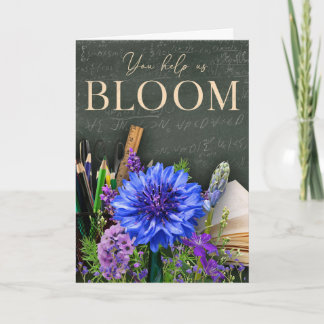 Carte Chalkboard Floral Teacher Card