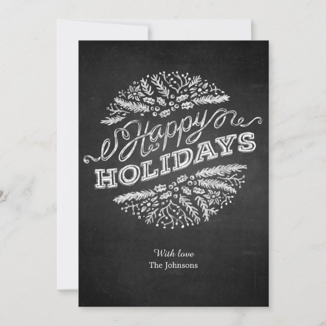 Carte Chalkboard Happy Holidays 5x7 manuscrite (Devant)