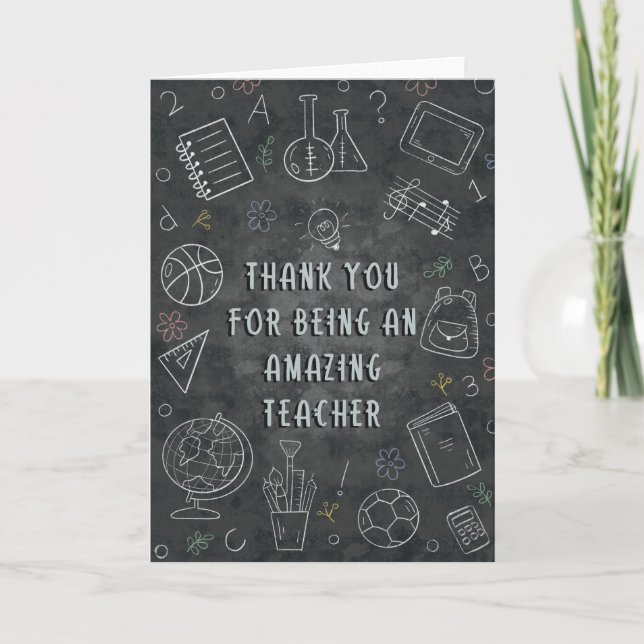 Carte Chalkboard pour enseignant Merci (Devant)