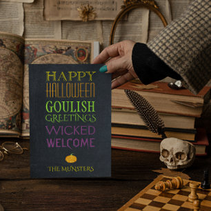 Carte Chalkboard Texte Halloween Salutations