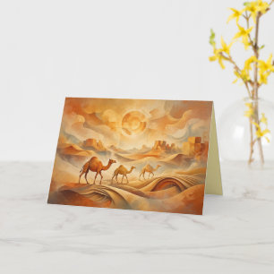 Carte Chameaux du lever de soleil du désert Sables mouva