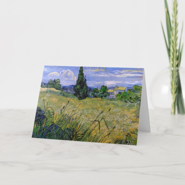 Carte Champ de blé vert avec cyprès par Vincent van Gogh (Devant)