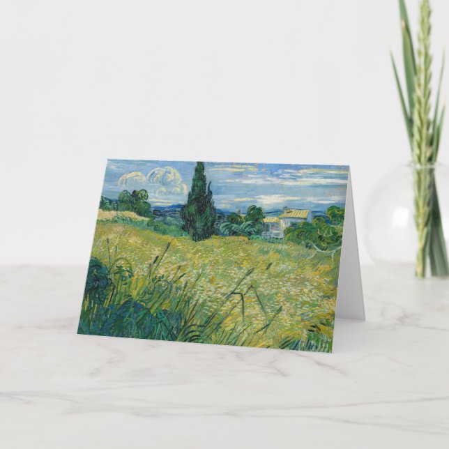 Carte Champ de blé vert avec Cypress | Vincent van Gogh (Devant)
