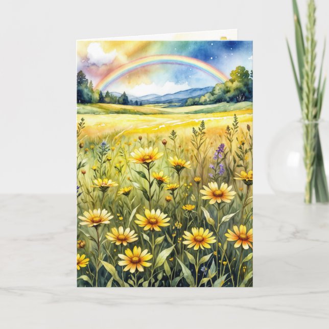 Carte Champ de fleurs sauvages 'Pensée pour toi' avec ar (Devant)