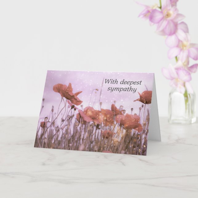 Carte Champ de pavots - Avec mes plus sincères condoléan (Orchidée)