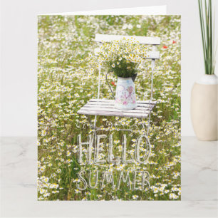 Carte Champ d'été Fleurs sauvages Daisies + Texte