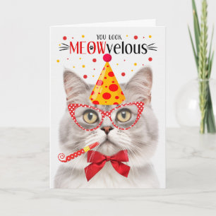 Carte Champagne Argent Tabby Chat MEOWvelous Anniversair