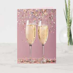 Carte Champagne et Confettis d'Anniversaire