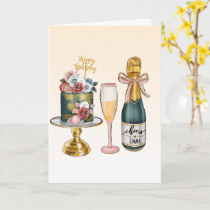 Carte Champagne Gâteau d'anniversaire