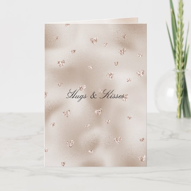 Carte Champagne Glam Blush Coeurs de Parties scintillant (Devant)