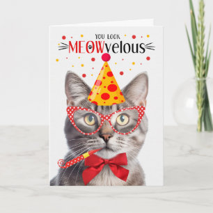 Carte Champagne Tabby Cat MEOWvelous Anniversaire