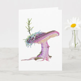 Carte Champignon aquarelle fantaisiste