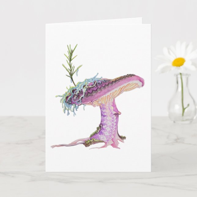 Carte Champignon aquarelle fantaisiste (Petite plante)
