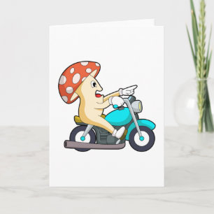 Carte Champignon en motard avec moto