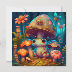 Carte Champignon grenouille mignon magique