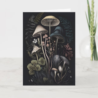 Carte Champignons Botaniques Impression Sombre Cottageco