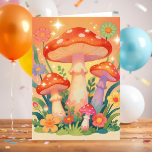 Carte Champignons Cottage Core Poème d'anniversaire fa