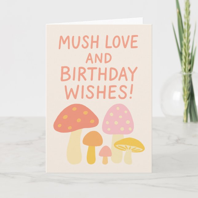 Carte Champignons de Whimsici Pun Pastel Voeux d'anniver (Devant)