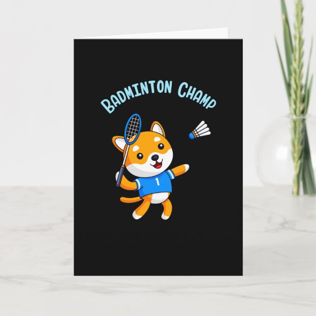 Carte Champion de badminton Cute Dog Kids Sport (Devant)