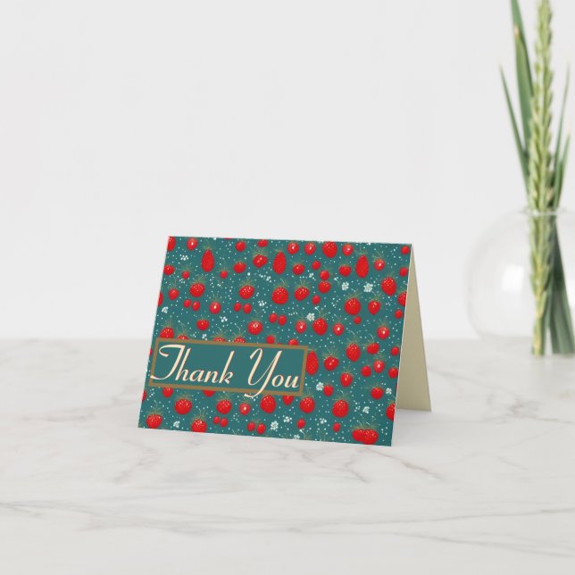 Carte Champs de fraises pour toujours - Merci (Devant)
