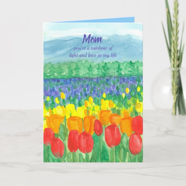 Carte Champs de tulipes Joyeuse fête des mères (Devant)