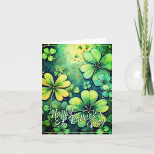 Carte Chance à la Saint-Patrick - Trèfles aquarelle 🍀✨
