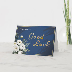 Carte Chance Personnalisé Élégant Fleurs Navales Or