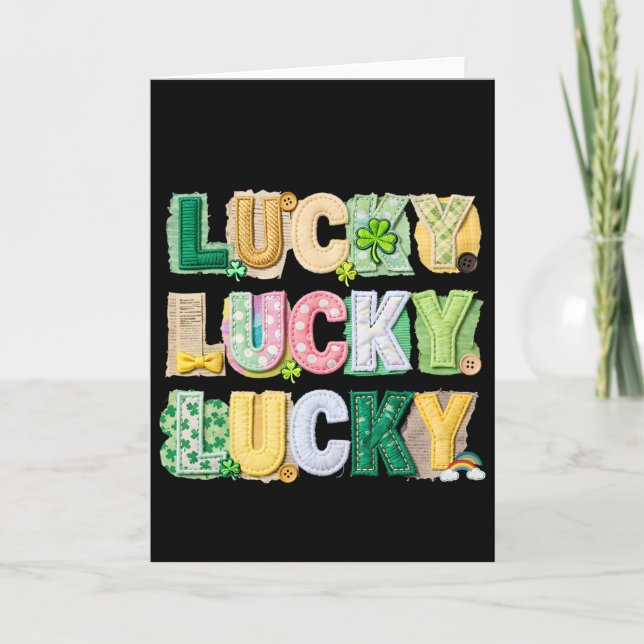 Carte Chance St Patricks Day Patchwork Irlandais Fer à C (Devant)