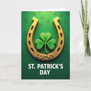 Carte Chanceuse Fers à Cheval Dorés St Patrick