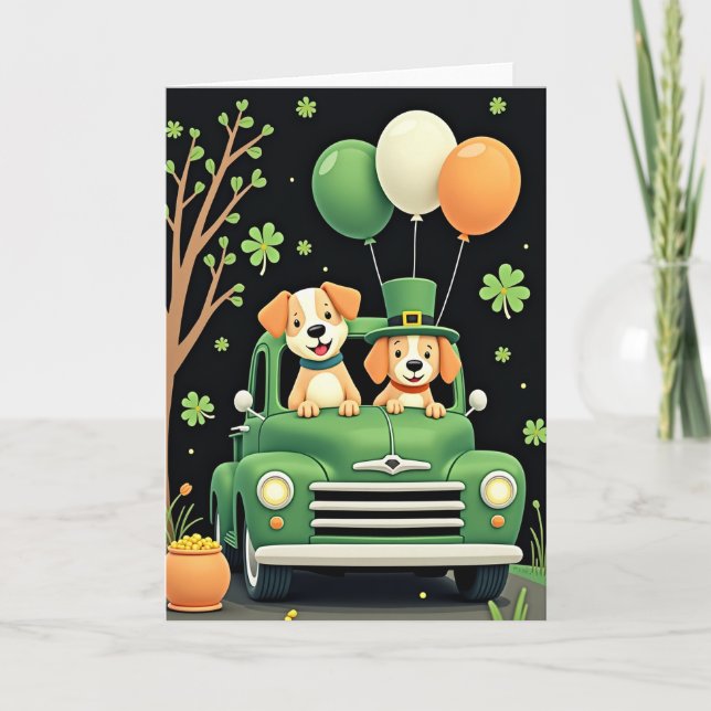 Carte Chanceux Chien Camion Saint-Patrick (Devant)