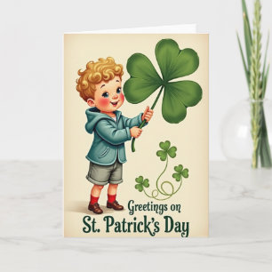 Carte Chanceux Garçon Sourire St Patrick