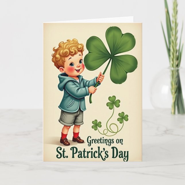 Carte Chanceux Garçon Sourire St Patrick (Devant)