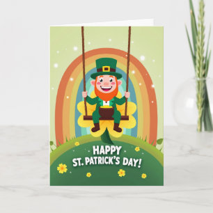 Carte Chanceux Leprechaun Balançoire St Patrick