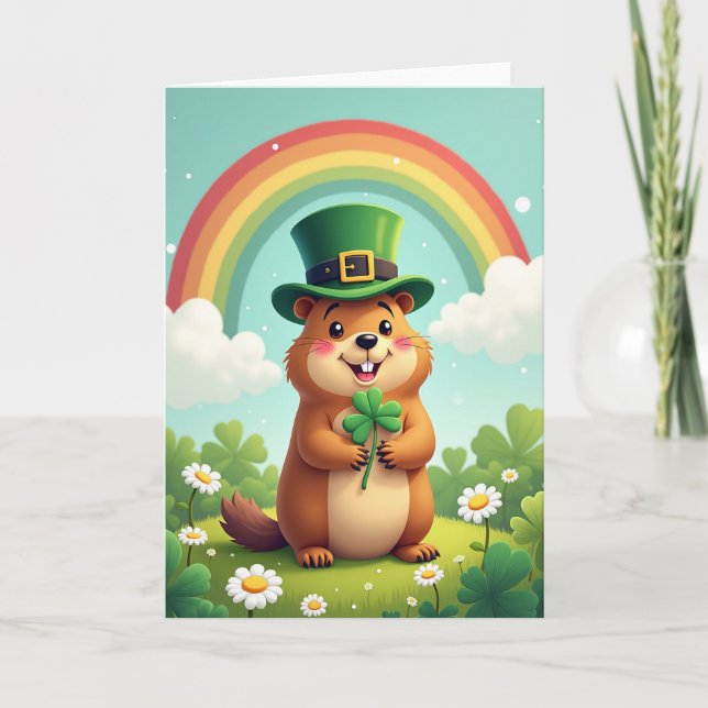 Carte Chanceux Lutin de la Marmotte (Devant)