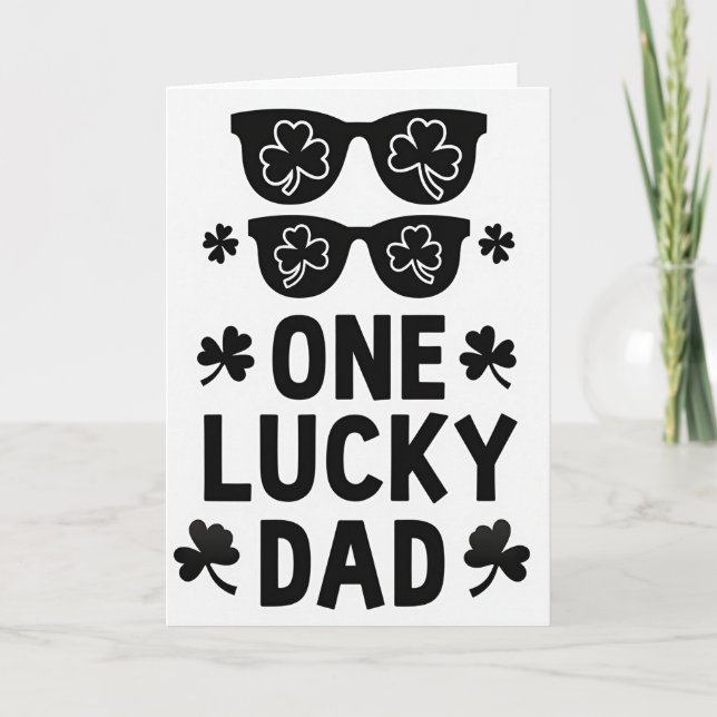 Carte Chanceux Papa Lunettes Shamrock (Devant)