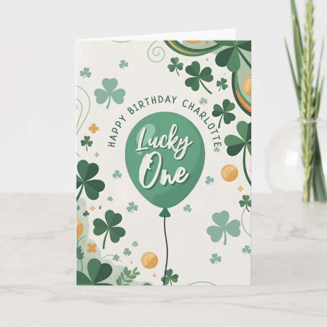 Carte Chanceux premier anniversaire Saint-Patrick Trèfle (Devant)