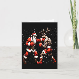 Carte Chandail de Noël père Noël Boxing Reindeer