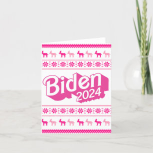 Carte Chandail de Noël rose Biden 2024
