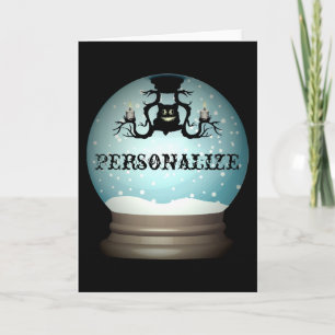 Carte Chandelier de chute de chat noir automne neige glo