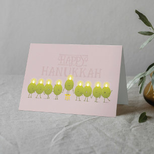 Carte Chandelier de Hanouka Olives, Groupe plié Mauve