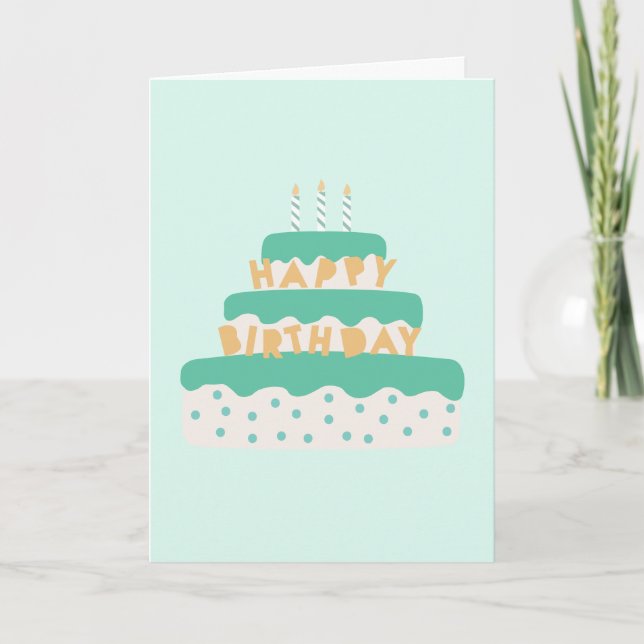 Carte Chandelle moderne Anniversaire Gâteau Pois Vert bl (Devant)