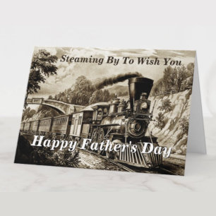 Carte Change Text Add Name Steam Train Happy Fathers Day