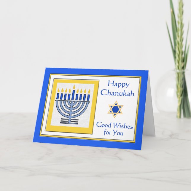 Carte Chanoukah veut avec Menorah contemporaine (Devant)