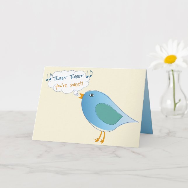 Carte Chant d'oiseau bleu mignon Vous êtes doux (Petite plante)