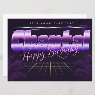Carte Chantal Name Prénom lila retro Map Anniversaire