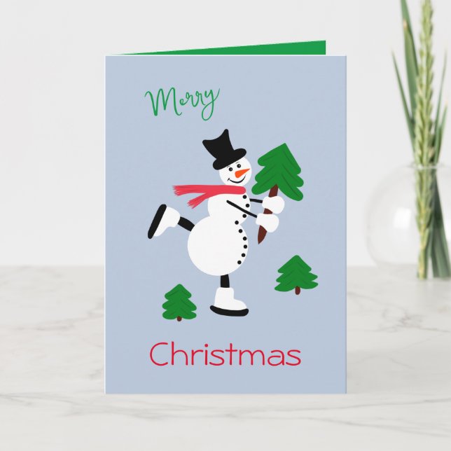 Carte Chanteur blanc avec arbres de Noël (Devant)